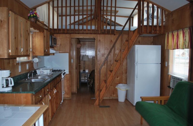 Cabin interior at Gulf Pines RV Park.