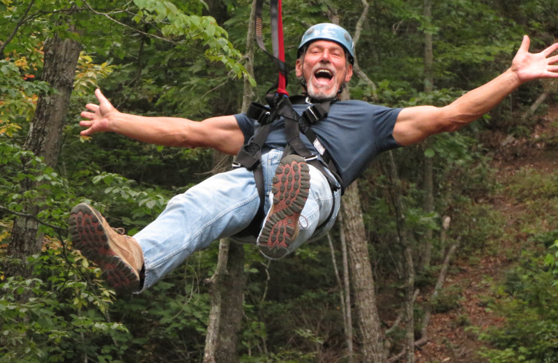 Zip line at Rumbling Bald Resort.
