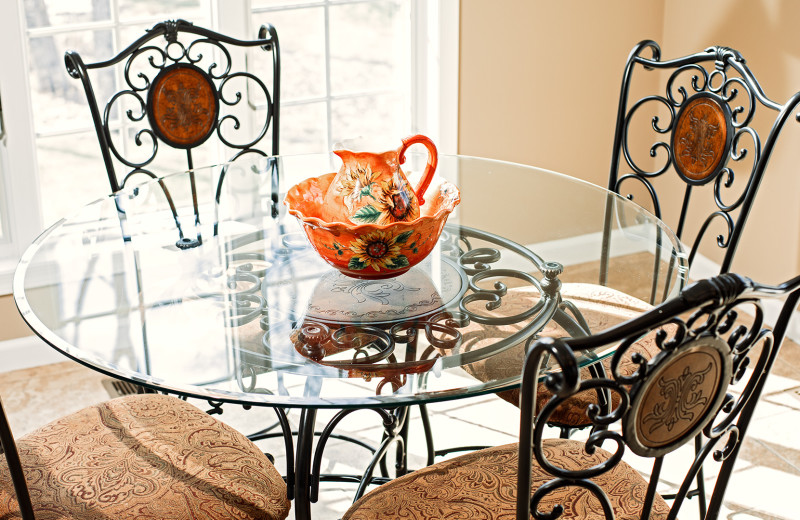 Dining room at Woodloch Lake Estates and Southwoods Vacation Homes.