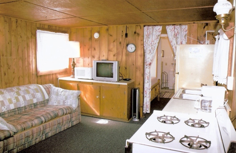 Cabin living room at Lake George Resort.