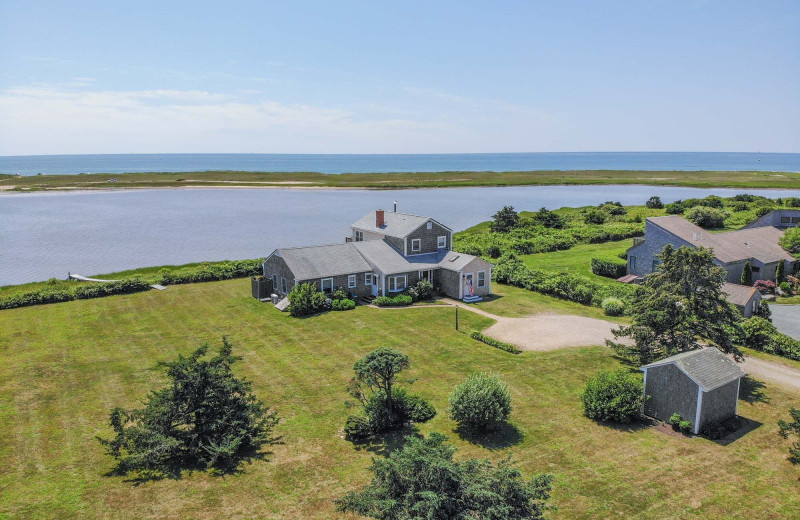 Aerial view of Sandpiper Rentals.