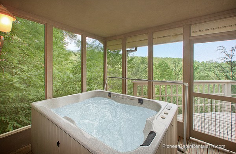 Rental hot tub at Pioneer Rental Management.