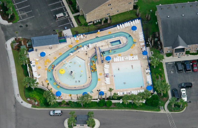 Aerial view of outdoor pool at Plantation Resort.