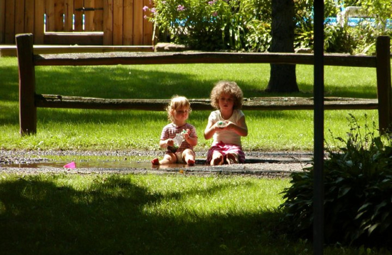 Playing outside at Birchcliff Resort.