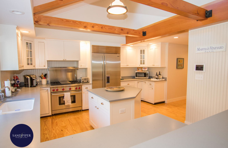 Rental kitchen at Sandpiper Rentals.