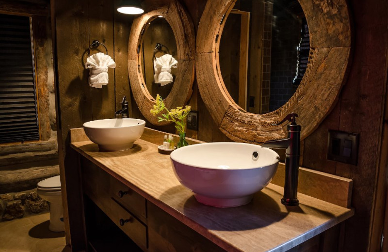 Cabin bathroom at Zion Mountain Ranch.