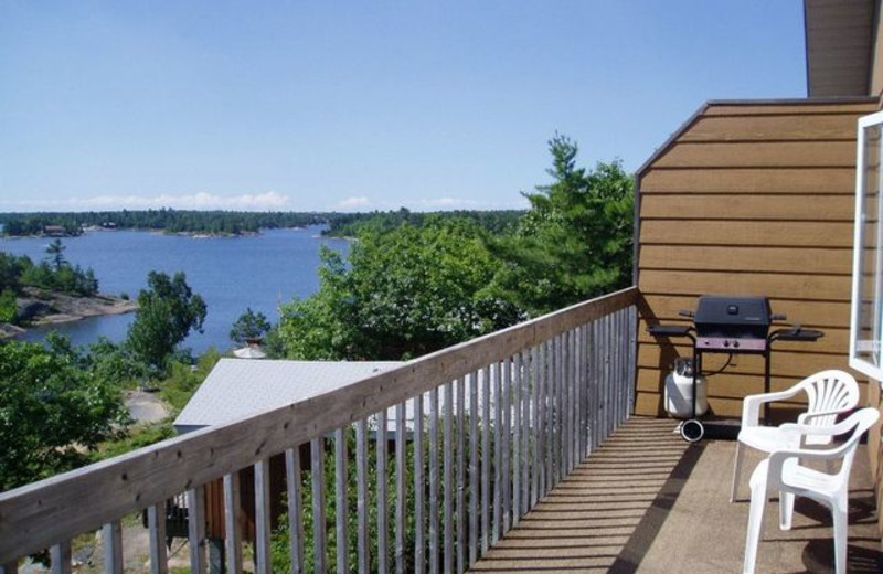 Cabin balcony view at Pleasant Cove Resort.