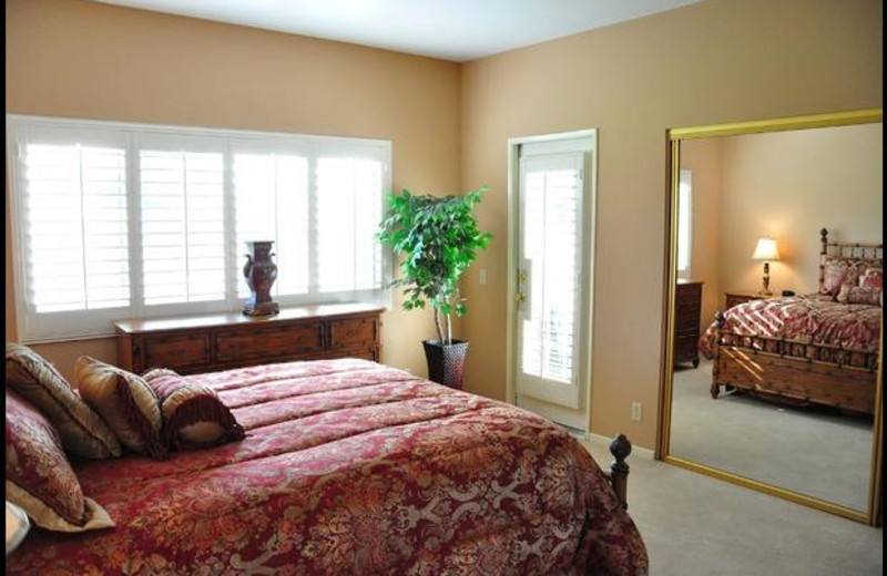 Vacation rental bedroom at Desert Falls Rentals.