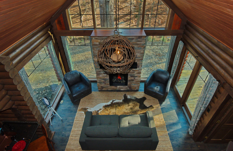 Cabin living room at Cut Above Cabins.