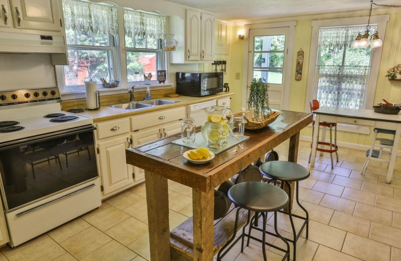 Rental kitchen at Blue Sky Cabin Rentals.