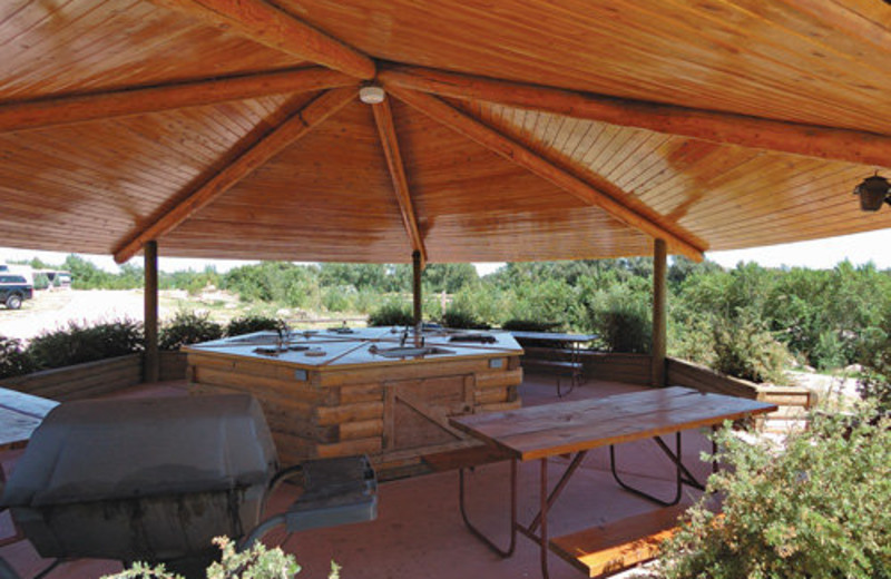 Picnic tables at Colorado Springs KOA.