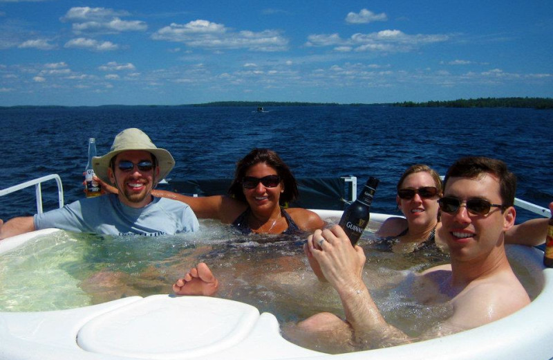 Houseboat hot tub at Rainy Lake Houseboats.