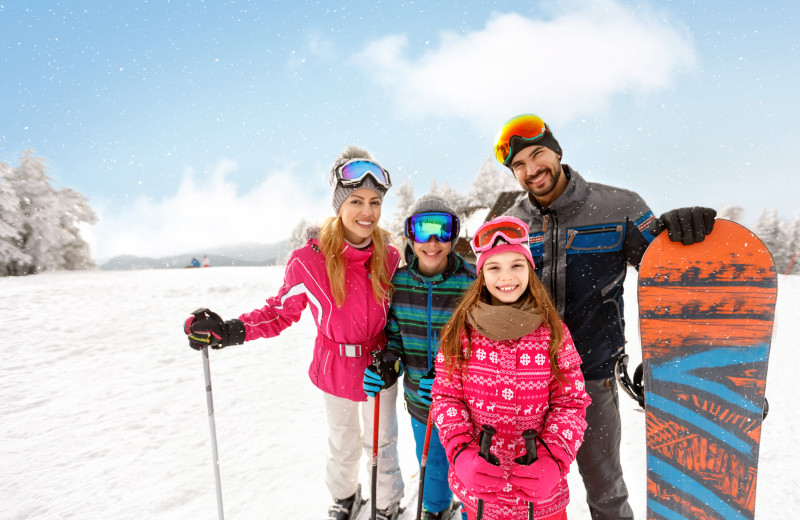 Family skiing at Majestic Lodging.