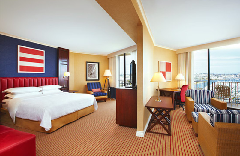 Guest room at Sheraton San Diego Hotel & Marina.