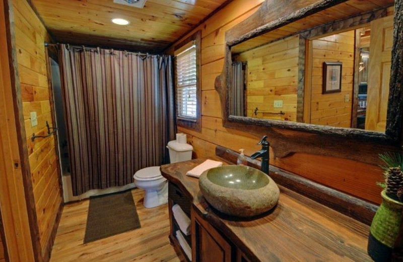 Cabin bathroom at Southern Comfort Cabin Rentals.