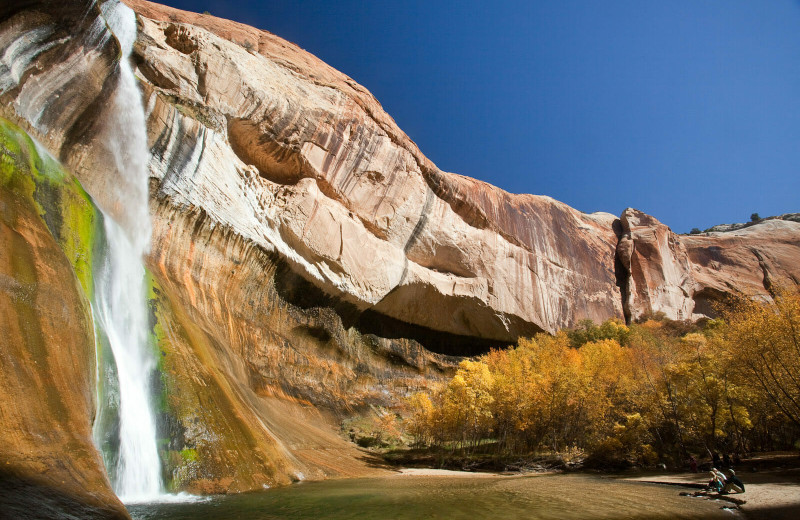 Scenic waterfall at Escalante Yurts.