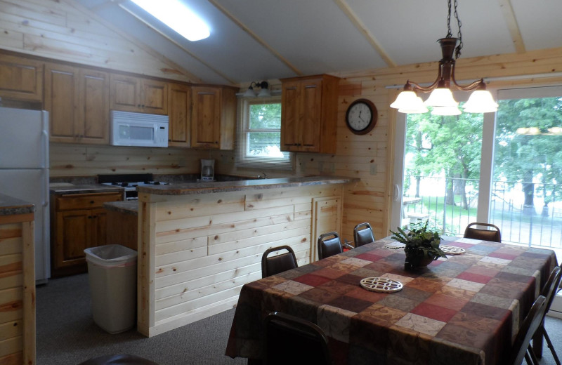 Cabin kitchen at Eden Acres Resort.