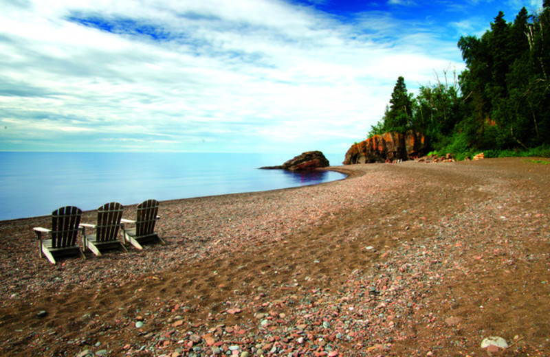 Beach view at Lutsen Resort on Lake Superior.