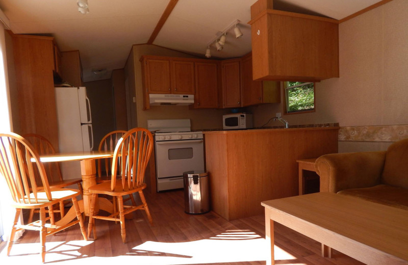 Cabin kitchen at Bonnie Lake Resort.