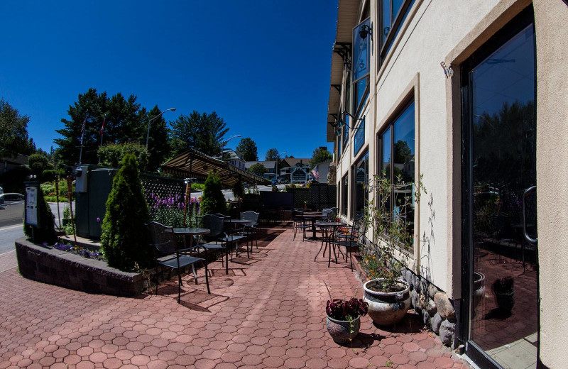 Outdoor patio at Lake Placid Summit Hotel Resort Suites.