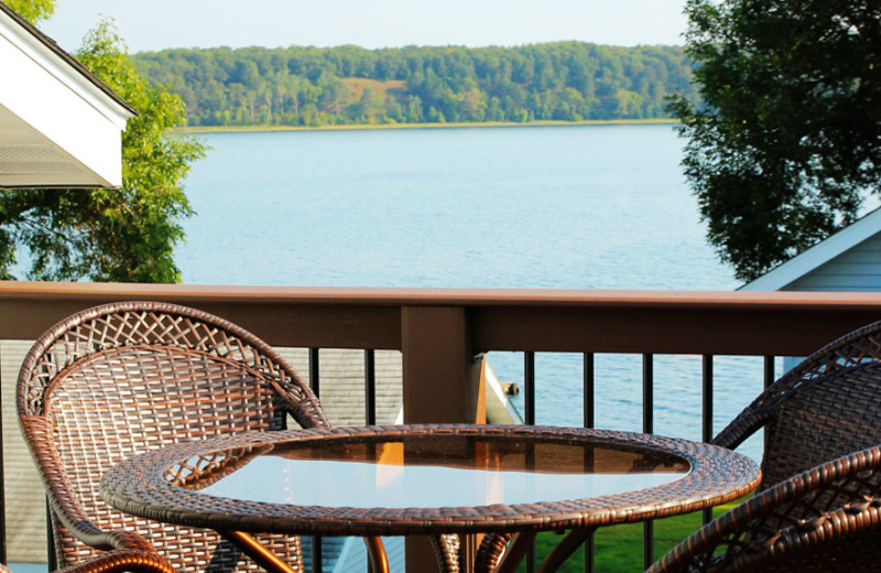 Cabin deck view at Auger's Pine View Resort.