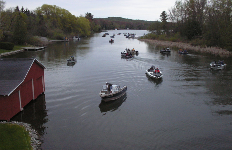 Lake view at Lake Leelanau Narrows Resort. Walleye tournament.