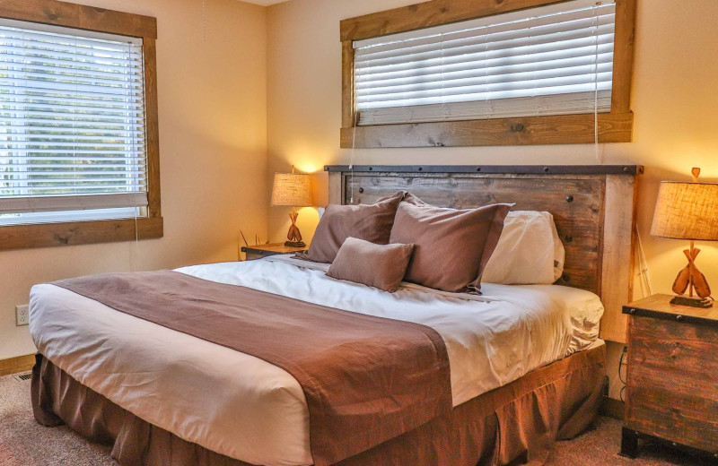 Cabin bedroom at Lost Lake Lodge.