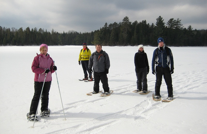 Snowshoeing at Algonquin Eco-Lodge.