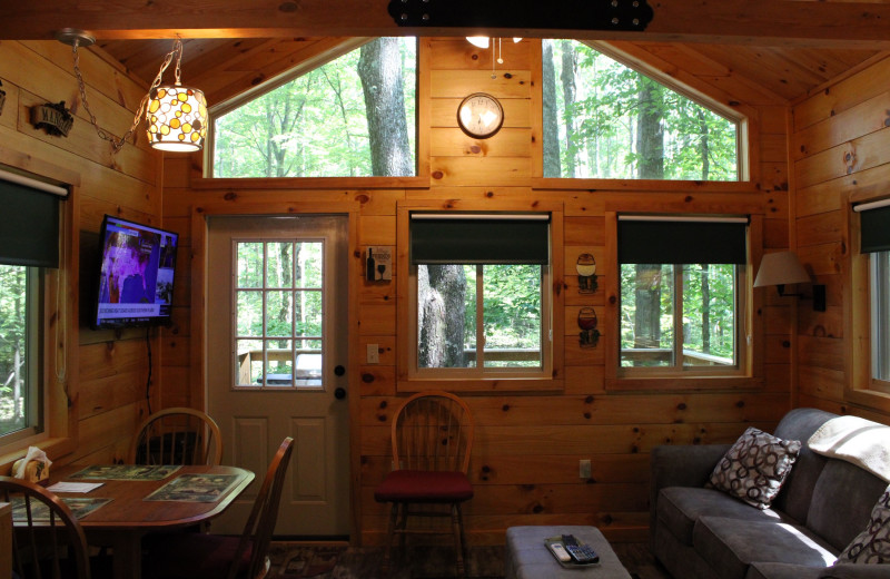 Cabin living room at Country Road Cabins.