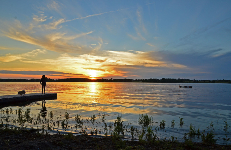 Sunset at Sandbanks Summer Village Cottage Resort.