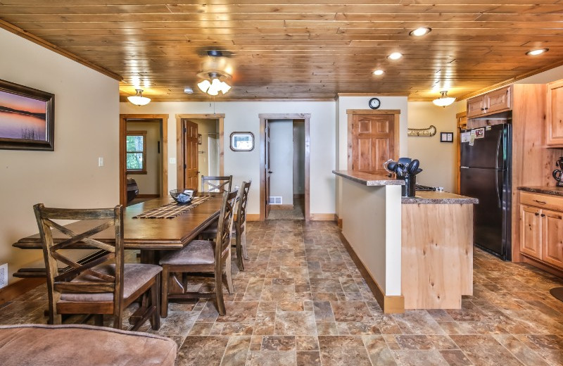 Cabin kitchen at Serenity Bay Resort.