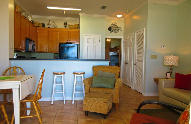 Rental kitchen at Beachfront Rentals.