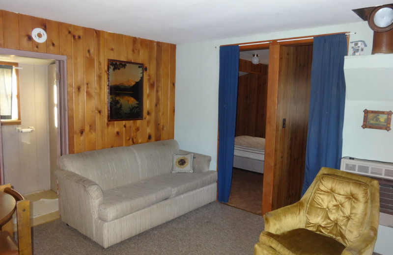 Cabin living room at Twin Oaks Resort & RV Park.