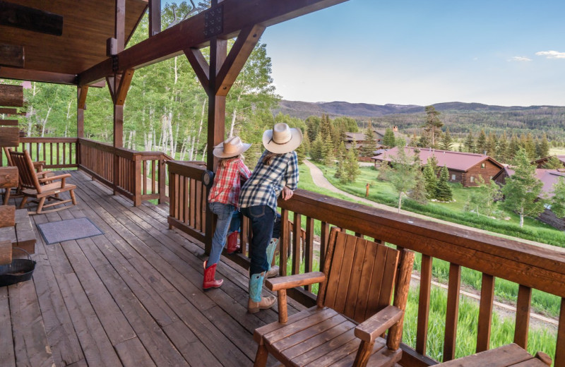 Cabin deck at Vista Verde Ranch.