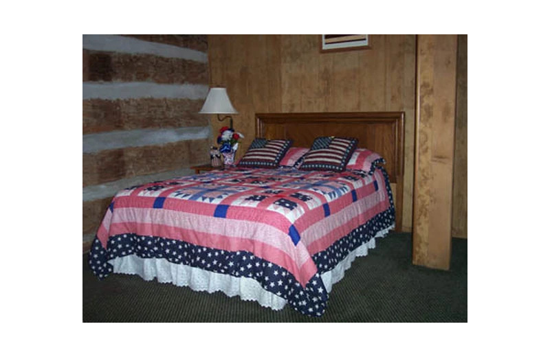 Cabin bedroom at Hocking Hills Cozy Cabins.