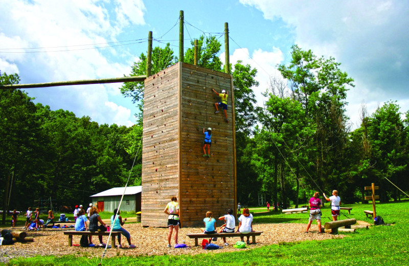 Rope climbing at YMCA Trout Lodge & Camp Lakewood.