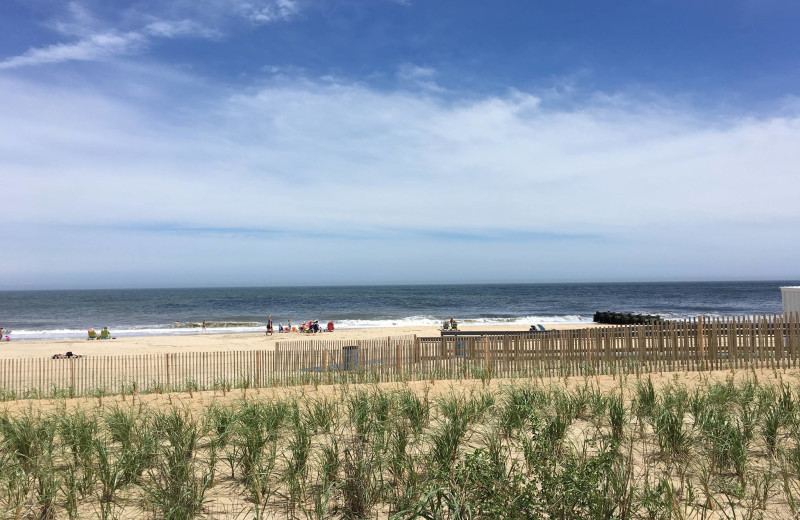 Beach at Boardwalk Plaza Hotel.