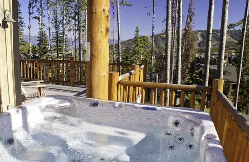 Rental hot tub at Big Sky Vacation Rentals.