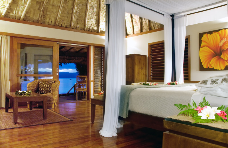 Guest room at Qamea Resort & Spa Fiji.