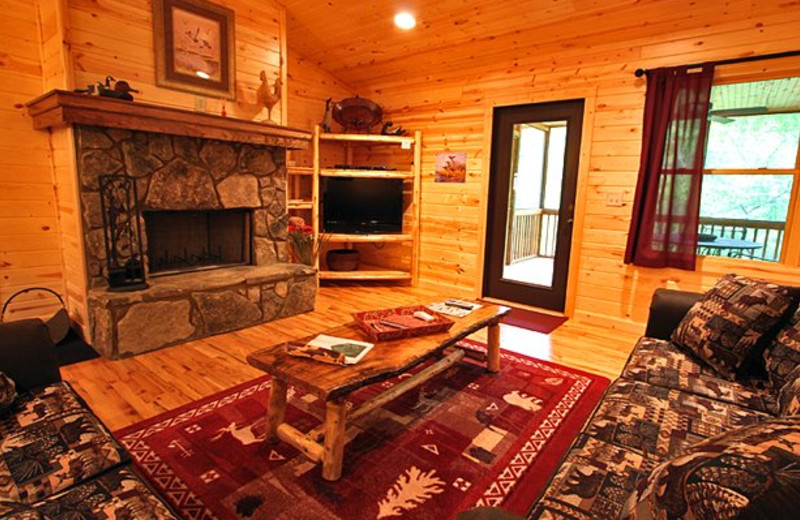 Cabin living room at Sautee Resorts.