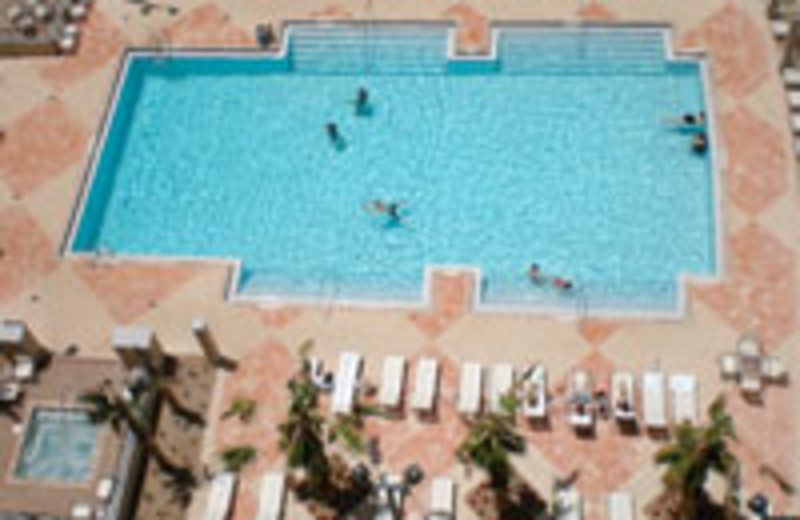 Aerial view of pool at Lake Eve Resort.