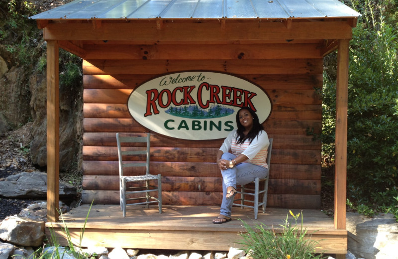 Rock Creek Cabins sign.