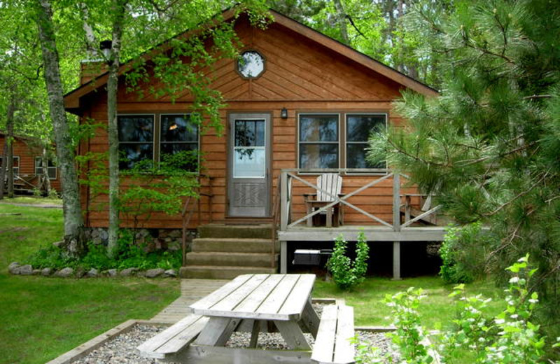 Cabin exterior at Black Pine Beach Resort.