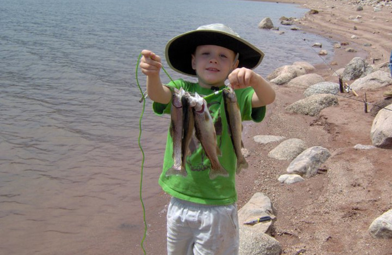 Fishing at Lone Wolf Cabins and Getaway.