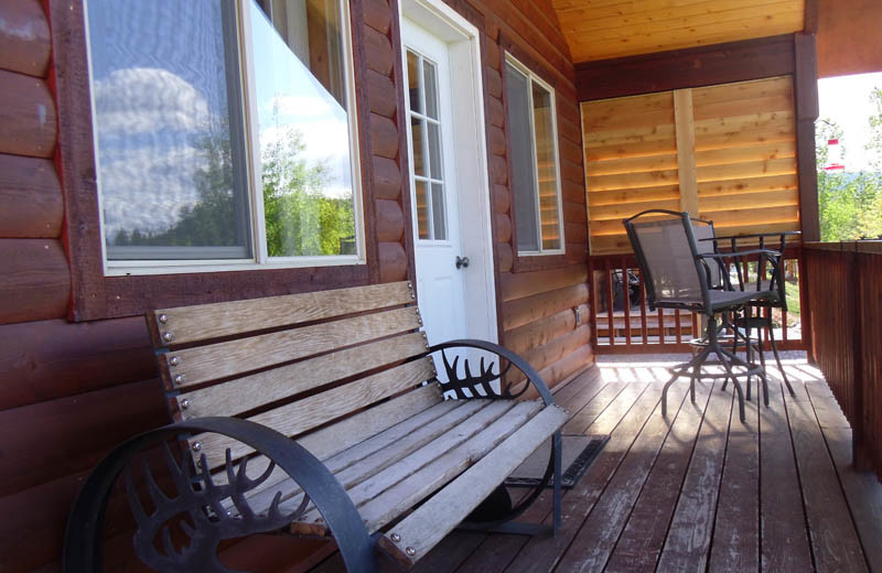 Cabin deck at Glaciers' Mountain Resort.