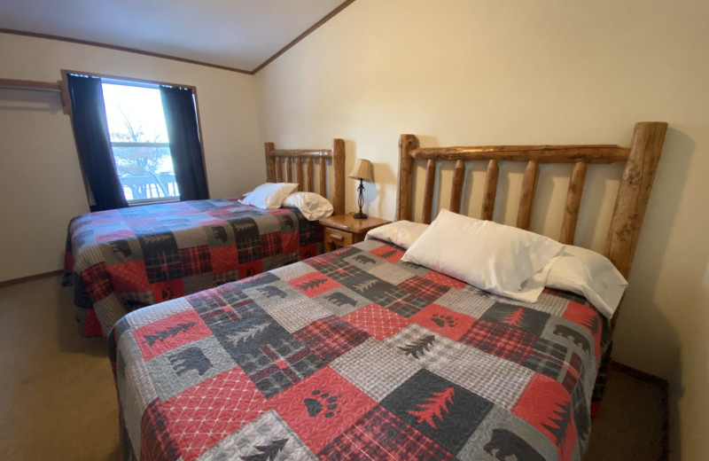 Cottage bedroom at Popp's Resort.