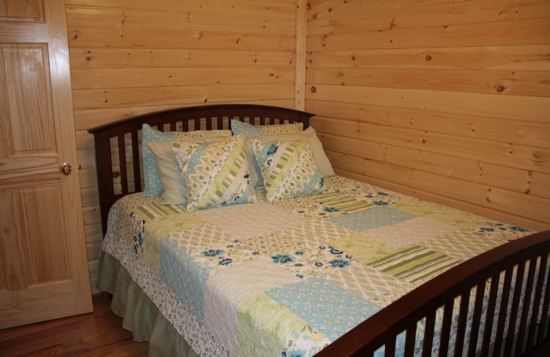 Cabin bedroom at Hocking Hills Backwoods Retreat.