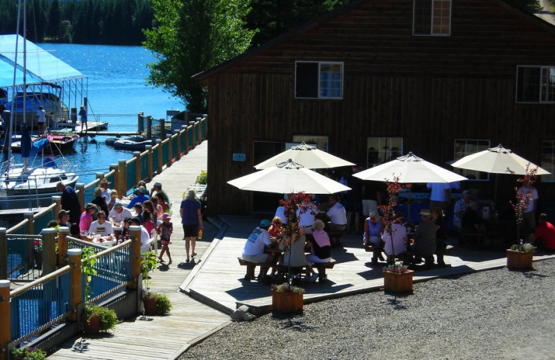 Outdoor patio at Blue Diamond Marina.