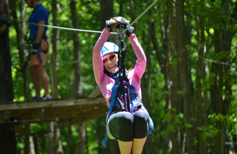 Zip line at Chalets in Hocking Hills.