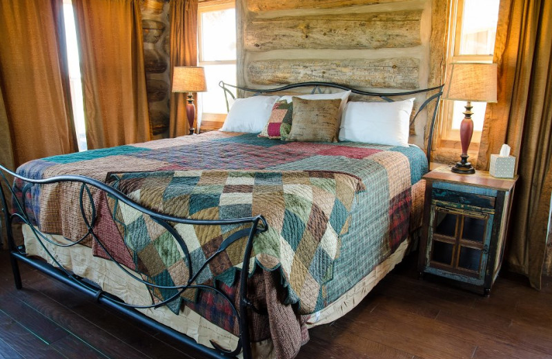 Cabin bedroom at Zion Mountain Ranch.